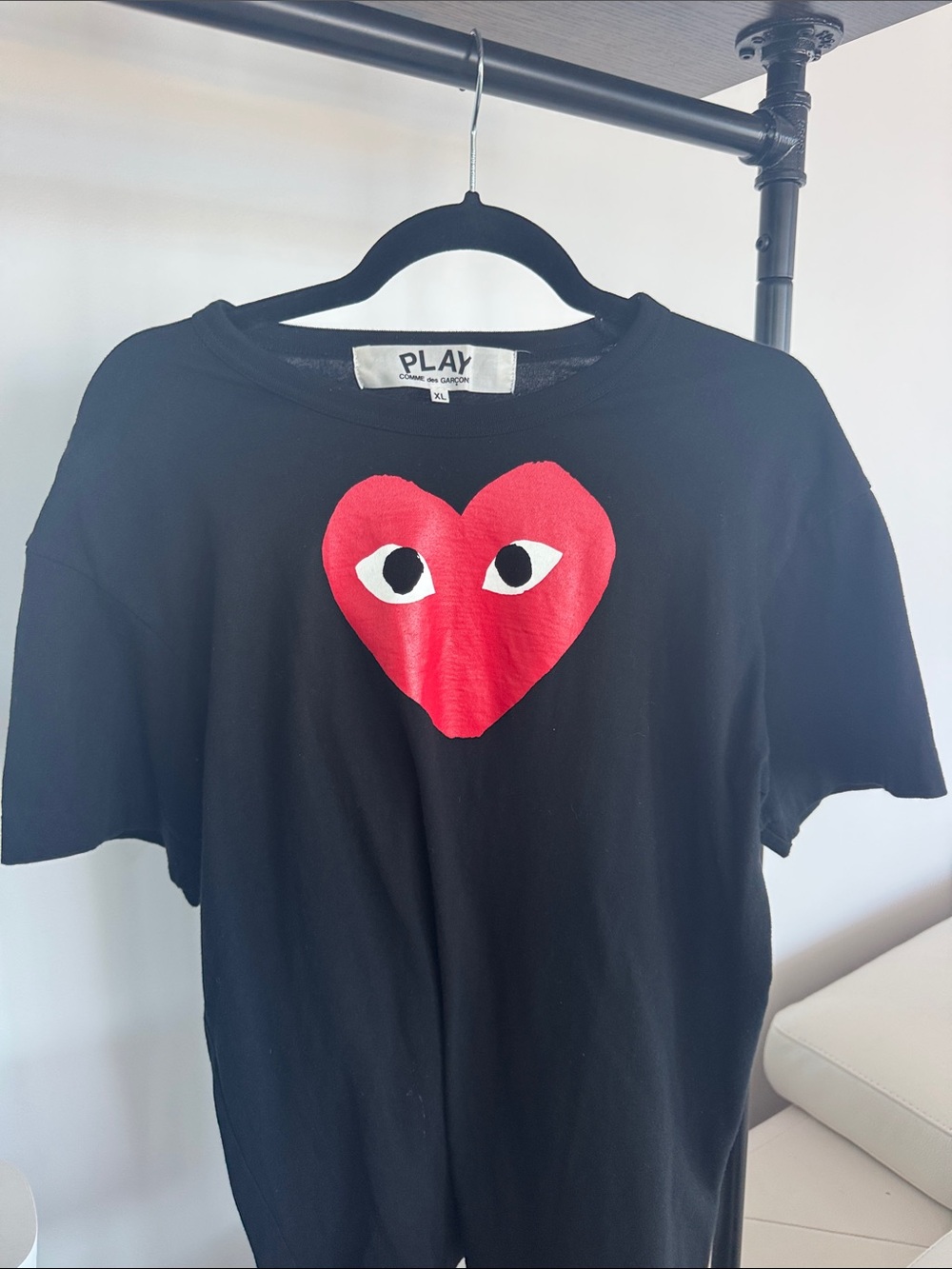Comme des Garçons PLAY Black Tee with Red Heart Logo
